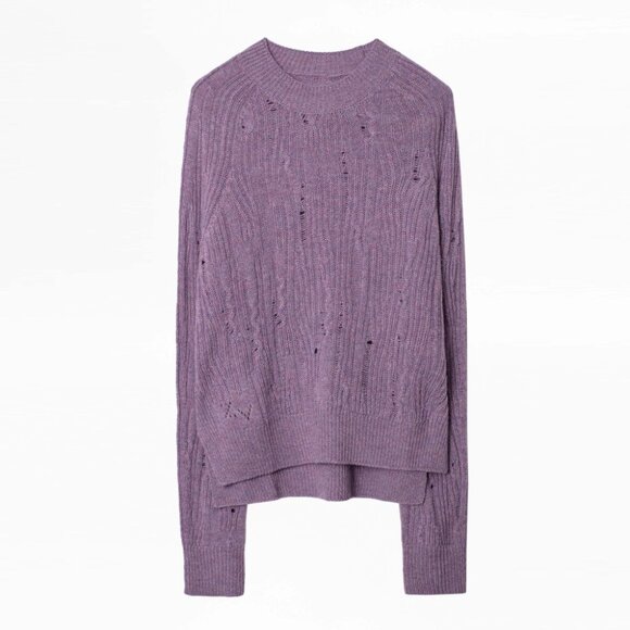 NWT -  Zadig & Voltaire 100% Cashmere Distressed Knit Sweater SJML1102F - Picture 10 of 10